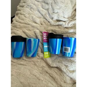 Silipint Silicone Cups with Lids and Straws, Arctic Sky, Pack of 4